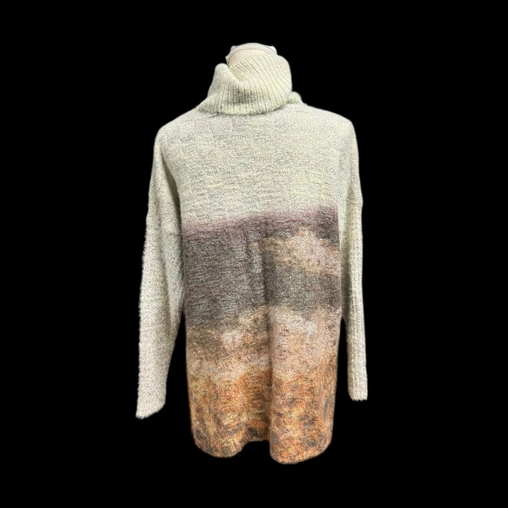 🌻Anthropologie OLIVER by Escio Bohemian Watercolor Turtleneck Sweater Size M - Picture 9 of 10